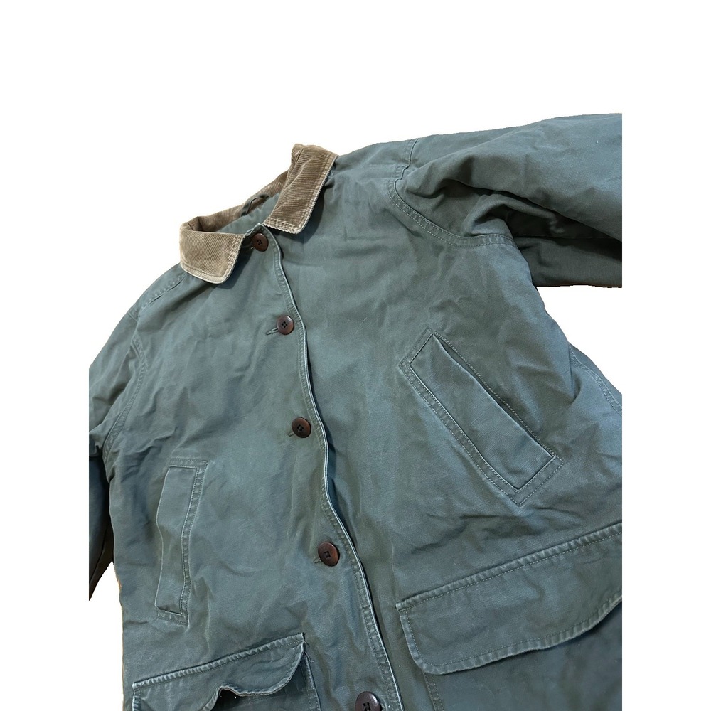 VTG L.L. Bean Chore Barn Jacket Thinsulate Corduroy Collar Women L Army Green